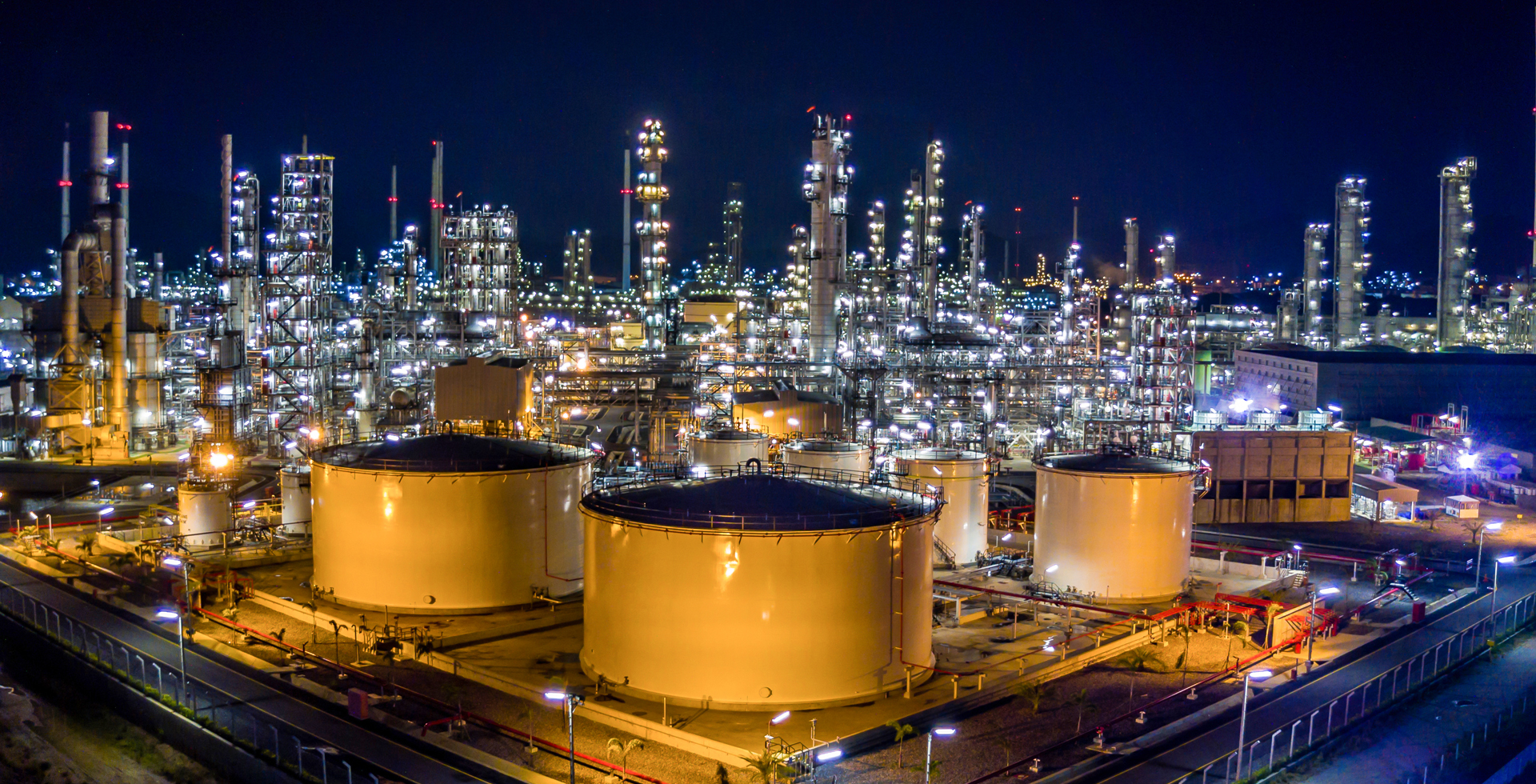 refinery by night